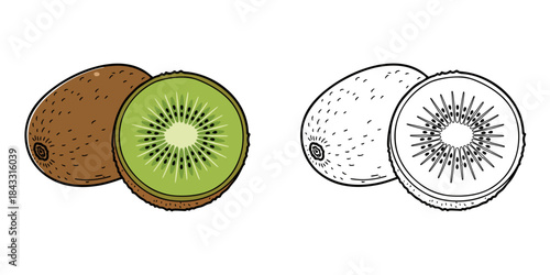 シンプルなキウイフルーツのアイコンイラスト