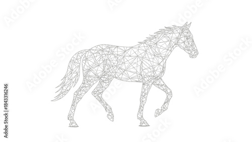 Wireframe horse illustration geometric polygonal animal design isolated on white background for grap