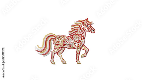 Intricate horse illustration detailed Celtic knotwork design traditional folk art symbol for equestr