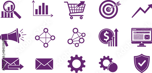 Business analytics icons marketing strategy and data analysis vector illustration
