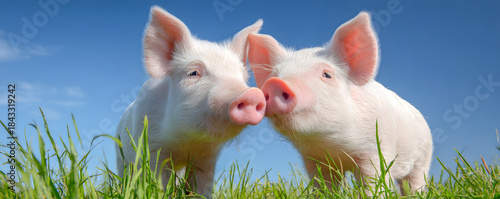 White two pig with heart-shaped nose Valentine love concept cute adorable
