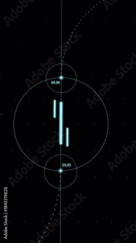 Financial data visualization candlestick chart glowing,vertical video