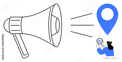 Digital communication concept. Digital communication amplifying location sharing capabilities in technological and marketing contexts. Digital communication enhancing engagement and reach