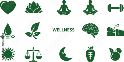 A set of green leaf vector icons and symbols for nature, organic, eco, and environment concepts