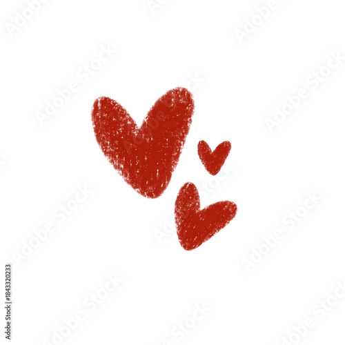 red heart illustration crayon style vector