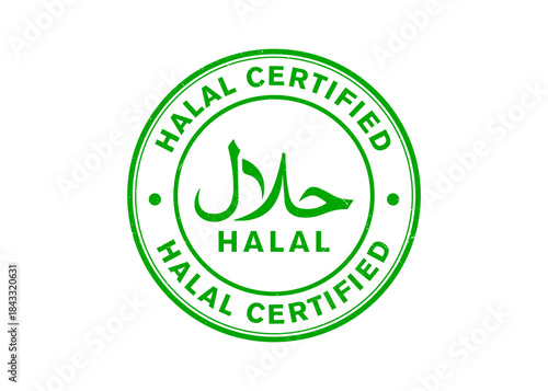 Halal certified stamp PNG image design. Rubber, 100%, seal, green, badge, nature, pure, authentic, with transparent background