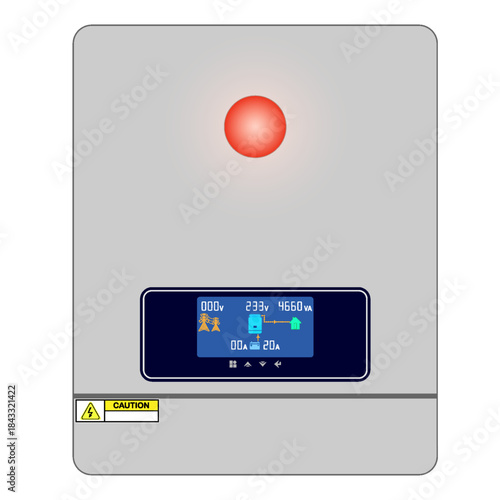 Solar inverter isolated on white background. Inverter control panel.