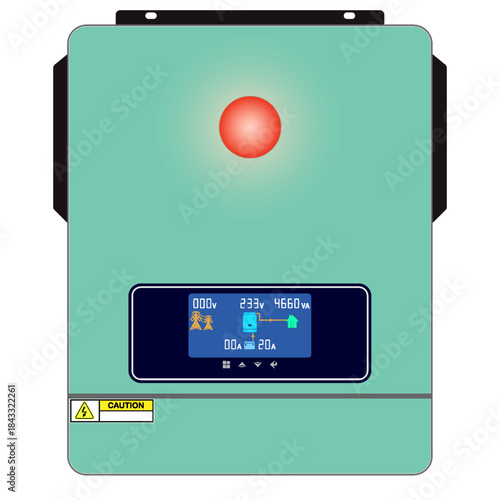 Solar inverter isolated on white background. Inverter control panel.