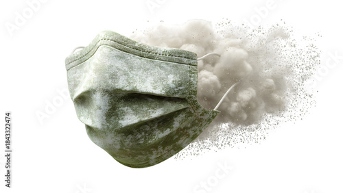 Pollution Covered Face Mask Representing Air Quality Health Risk