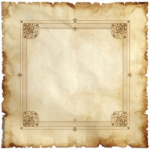 Aged parchment paper with ornate border (1)
