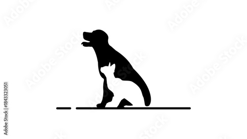 cat and dog symbol, black isolated silhouette