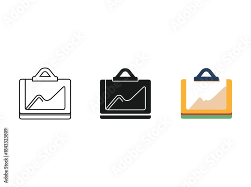 Different style of briefcase icon set for business and finance