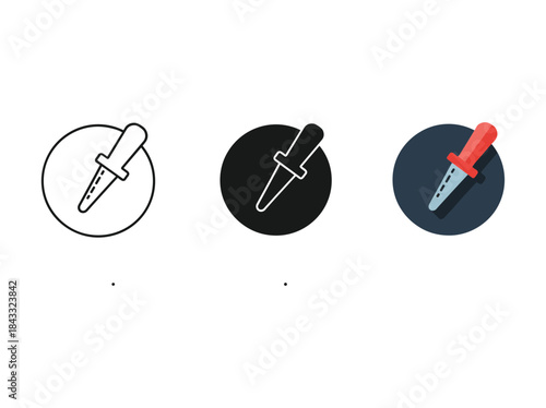 Pipette icon set in different styles