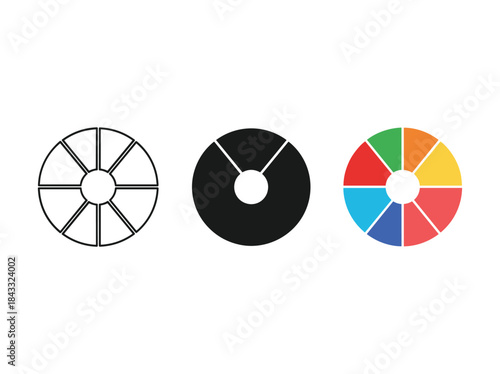 Color wheel variations displayed in a row