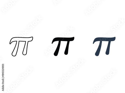 Different styles of pi symbol on white background
