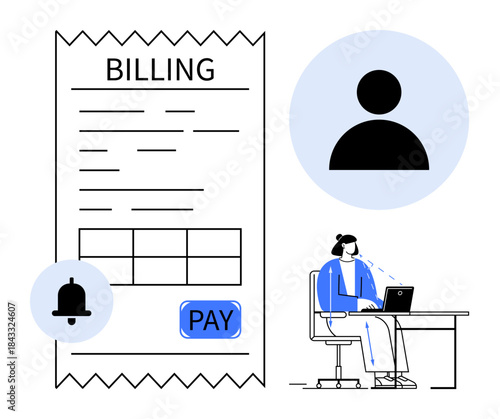 Online billing concept. Online billing streamlines payment processing, integrates user identity, and includes notification features. Online billing for e-commerce, finance, SaaS, utilities