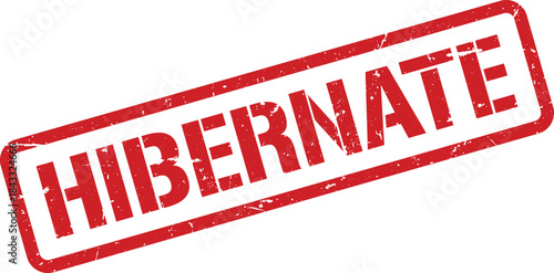 Distressed Red Hibernate Stamp Isolated on White Background, Business Concept of Temporary Inactivity and Winter Sleep