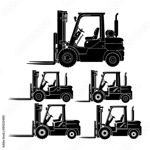 Simple black silhouette of a forklift truck silhouette pack