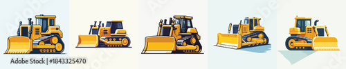  bulldozer vector white background