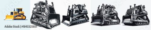 bulldozer vector white background