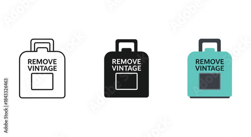 Vintage suitcase icon set in various colors
