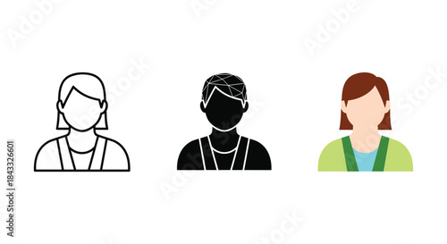Different style female avatars for user profiles