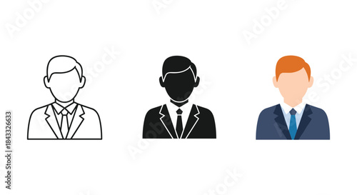 Three businessmen avatars in different styles
