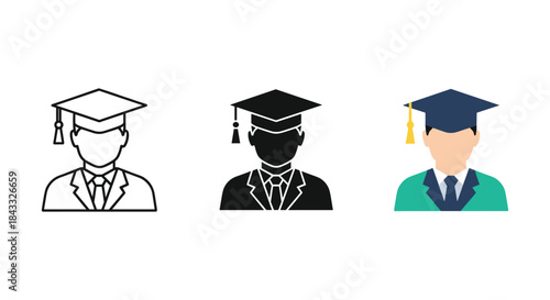 Graduate icons representing educational achievement