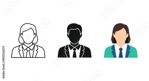 Three business professionals illustrated