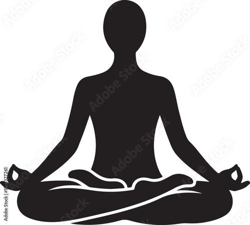 Yoga Tree Pose Silhouette – Balanced Meditation & Fitness Vector