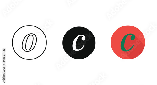 Set of three circles with letter c and o inside