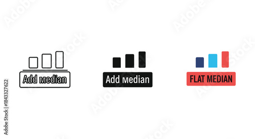 Median icon set for data analysis and statistics