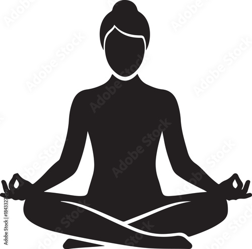 Yoga Tree Pose Silhouette – Balanced Meditation & Fitness Vector