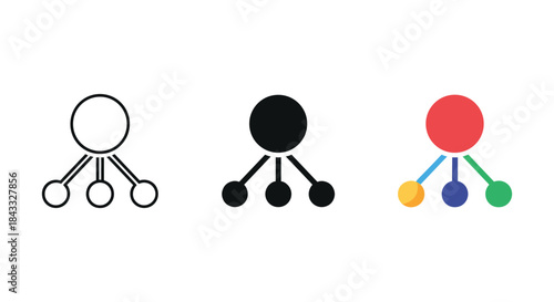 Simple molecule structure icons in different colors