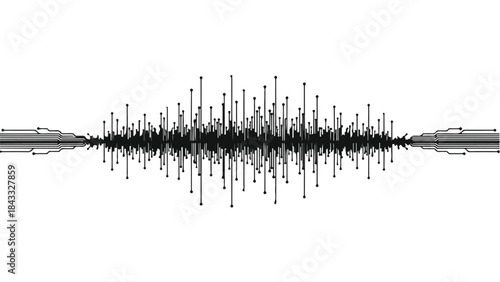 Abstract sound wave visualization with sharp peaks and troughs on a clean white background