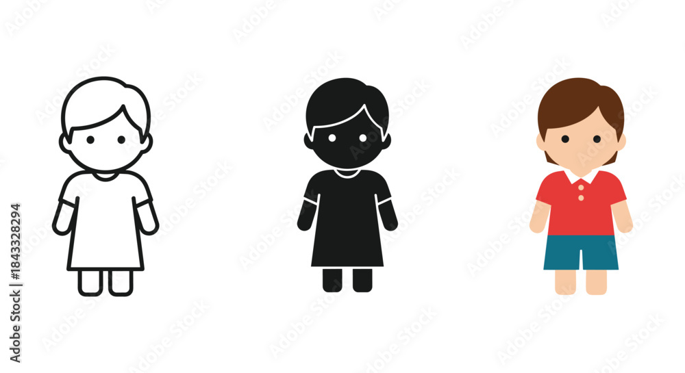 Fototapeta premium Diverse cartoon children standing together