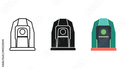 Laser level icon set in different styles and colors