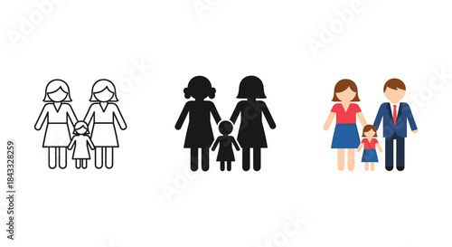 Family illustration with different style