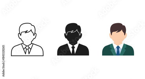 Three businessmen avatars in different styles