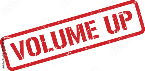 Distressed Red Ink Stamp with Volume Up Text on White Background, Isolated Object