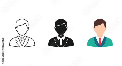Three businessmen avatars in different styles