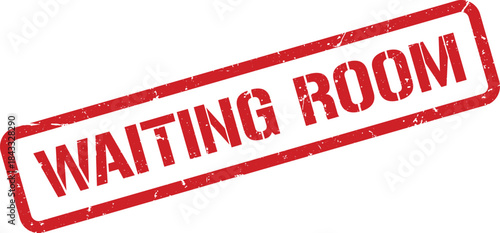 Red Grunge Rubber Stamp Illustration Saying Waiting Room Isolated on a White Background