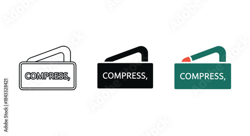 Compress file icon set in different style