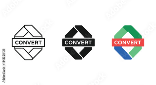 Convert logo design variations on white background