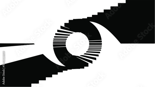 Abstract optical illusion of stylized eye with digital data streams