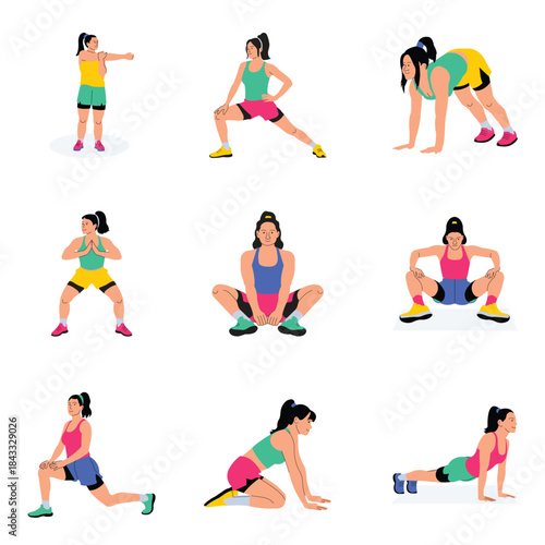 Stretching Vector Flat Illustration Set 2