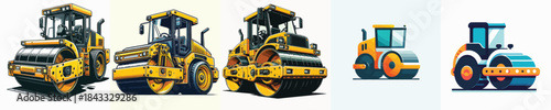 vector road roller white background flat design