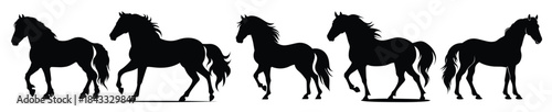 shire horse black clipart set 