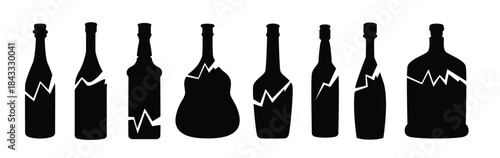 silhouette broken bottle vector