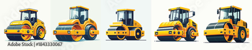 vector road roller white background flat design